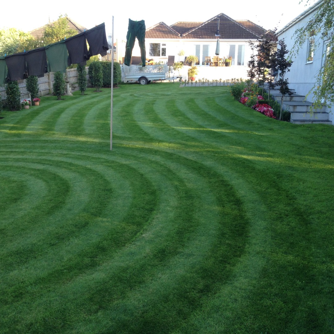 lawn with concentric circles pattern